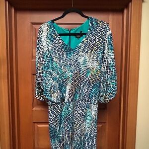 Laundry Teal Dolman Sleeve Blouson Dress Size 4